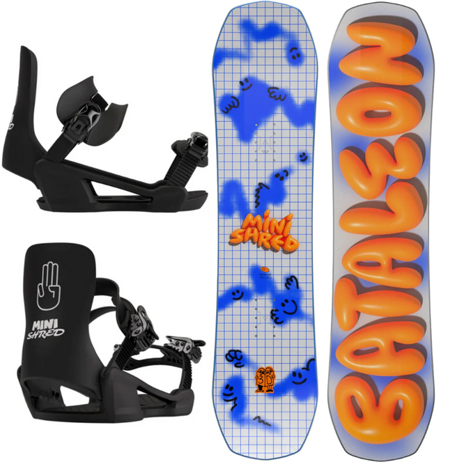 Kinder Minishred 2025 Snowboard + Minishred 2025 Snowboard Bindungen Snowboard Set