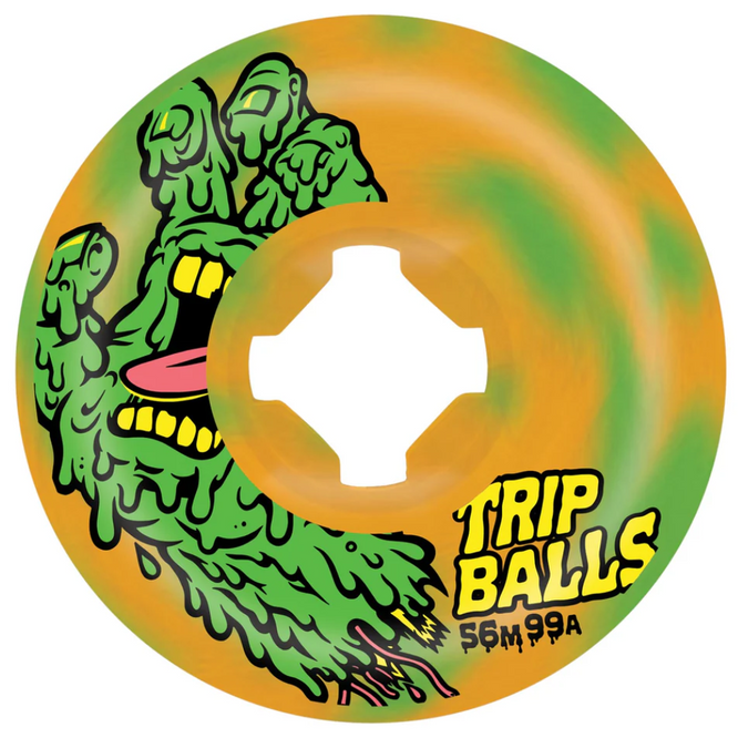 Slime Balls Face Melter Trip Balls Grün Orange Swirl 99a 56mm Skateboard Räder